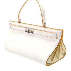 Tory Burch Lee Radziwill RARE Cat Eye bag in white croc-embossed leather